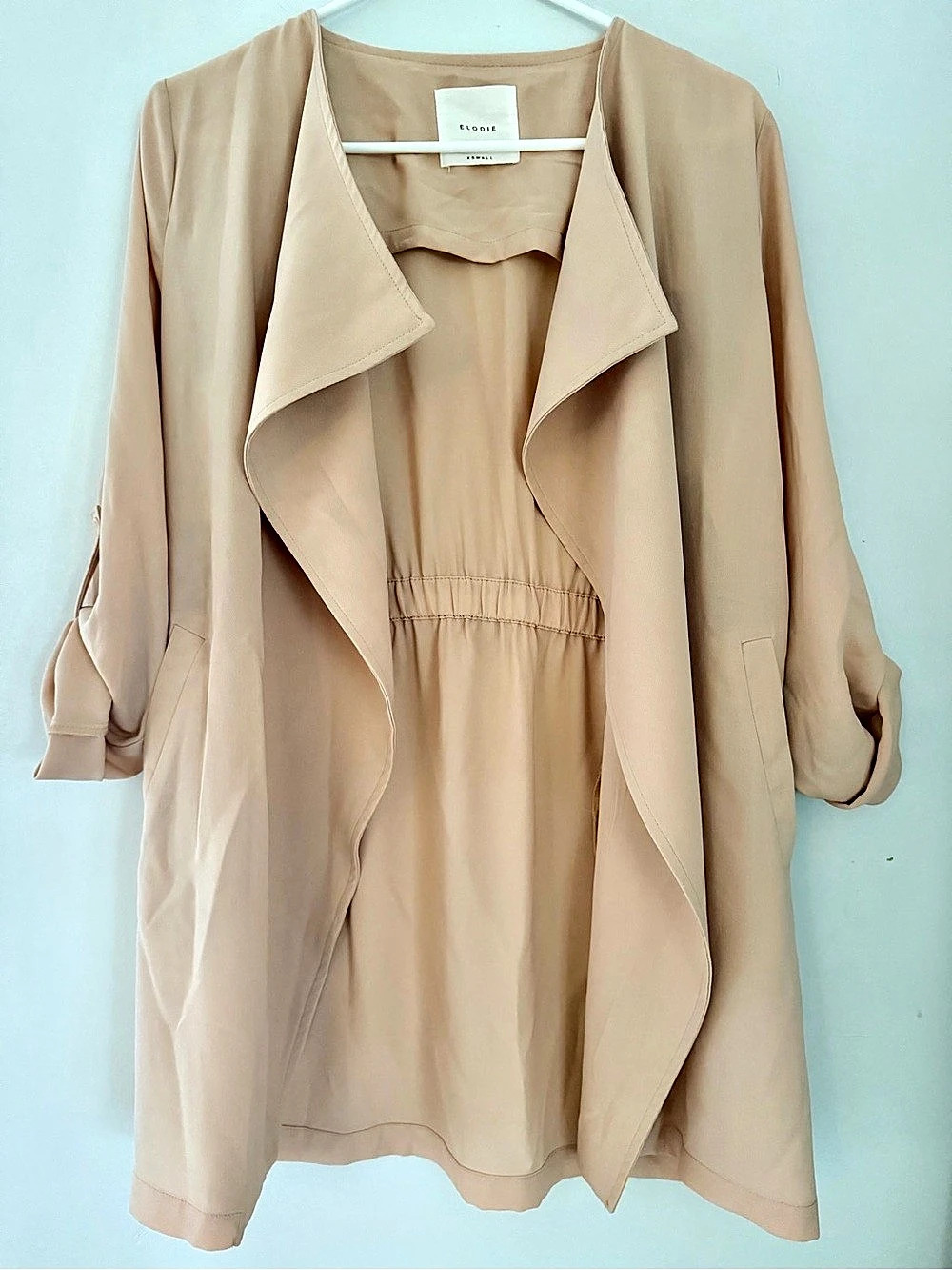 Elodie Draped Trench Jacket in Peach Size XS Like New